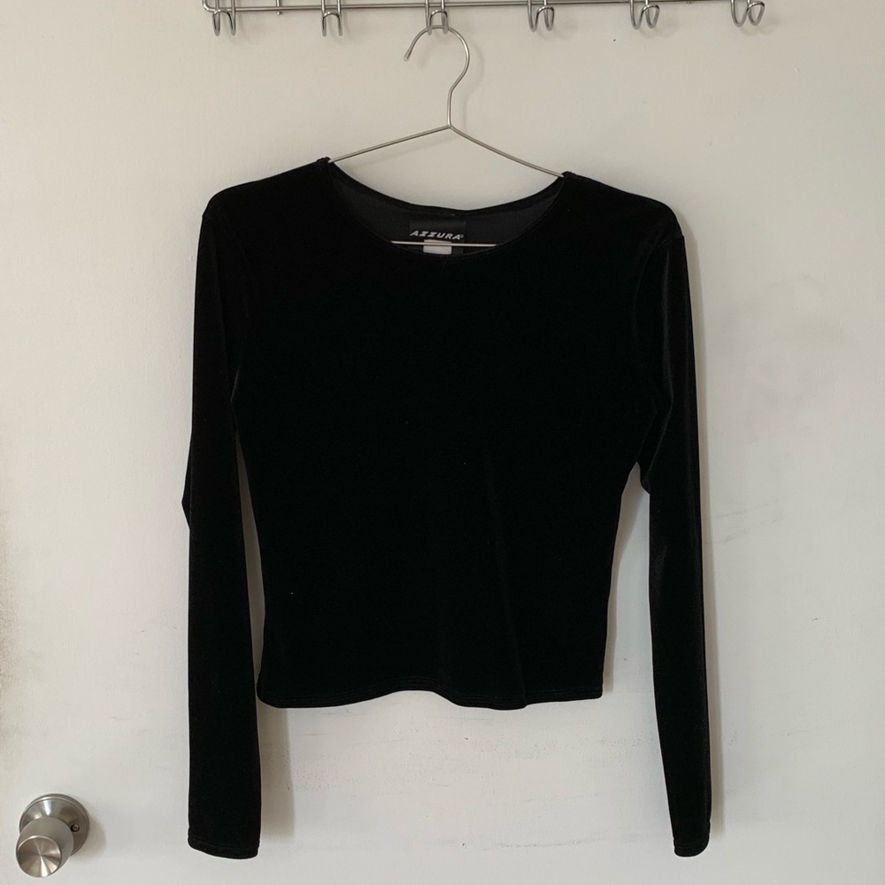 Black Velvet Long Sleeved Top